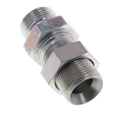 G 3/4'' Zinc plated Steel Bulkhead Double nipple 325 Bar - Hydraulic