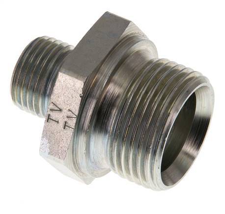 G 1'' x G 1/2'' Zinc plated Steel Double Nipple 345 Bar - Hydraulic