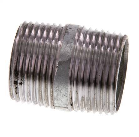 R 1'' Zinc plated Steel Double Pipe Nipple 50 Bar DIN 2982 - 40mm [5 Pieces]