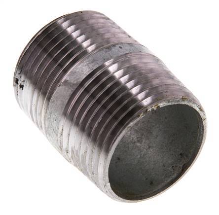 R 1'' Zinc plated Steel Double Pipe Nipple 50 Bar DIN 2982 - 40mm [5 Pieces]