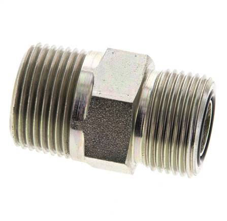 UNS 1''-14 x 3/4'' NPT Zinc plated Steel Double Nipple ORFS 400 Bar - Hydraulic