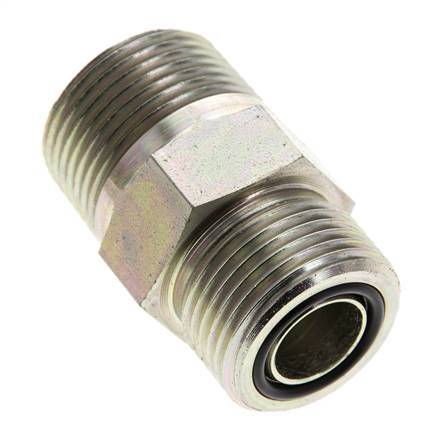UNS 1''-14 x 3/4'' NPT Zinc plated Steel Double Nipple ORFS 400 Bar - Hydraulic