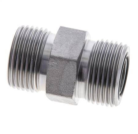 UNS 1''-14 Zinc plated Steel Double Nipple ORFS 400 Bar - Hydraulic