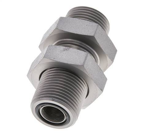UNS 1''-14 Male Zinc plated Steel Bulkhead Fitting ORFS 400 Bar - Hydraulic