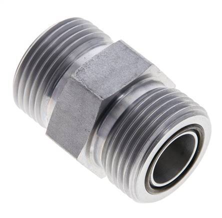 UN 1-3/16''-12 Zinc plated Steel Double Nipple ORFS 400 Bar - Hydraulic