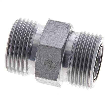 UN 1-3/16''-12 Zinc plated Steel Double Nipple ORFS 400 Bar - Hydraulic