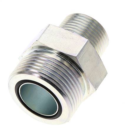 UN 1-7/16''-12 x 3/4'' NPT Zinc plated Steel Double Nipple ORFS 400 Bar - Hydraulic
