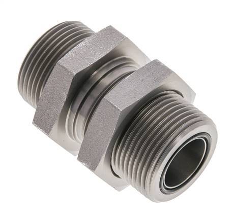 UN 1-7/16''-12 Male Zinc plated Steel Bulkhead Fitting ORFS 400 Bar - Hydraulic