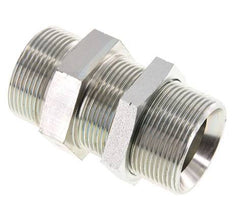 G 1 1/2'' Zinc plated Steel Bulkhead Double nipple 190 Bar - Hydraulic