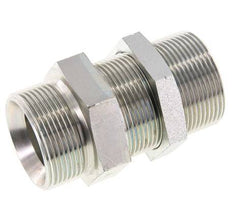 G 1 1/2'' Zinc plated Steel Bulkhead Double nipple 190 Bar - Hydraulic