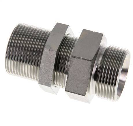 G 1 1/4'' Zinc plated Steel Bulkhead Double nipple 190 Bar - Hydraulic