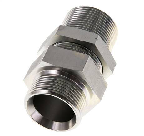 G 1 1/4'' Zinc plated Steel Bulkhead Double nipple 190 Bar - Hydraulic