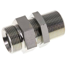 G 1 1/4'' Zinc plated Steel Bulkhead Double nipple 190 Bar - Hydraulic