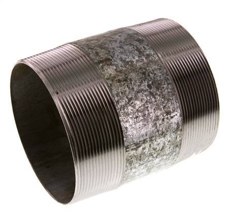 R 4'' Zinc plated Steel Double Pipe Nipple 50 Bar DIN 2982 - 120mm