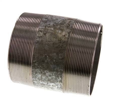 R 4'' Zinc plated Steel Double Pipe Nipple 50 Bar DIN 2982 - 120mm