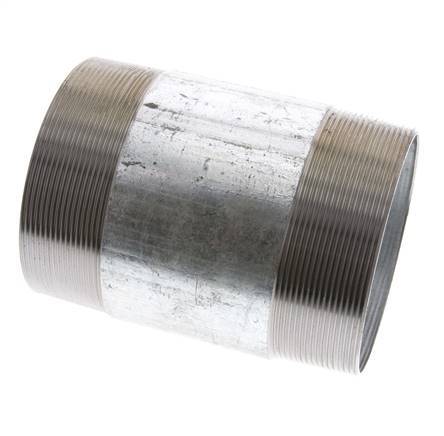 R 4'' Zinc plated Steel Double Pipe Nipple 50 Bar DIN 2982 - 150mm