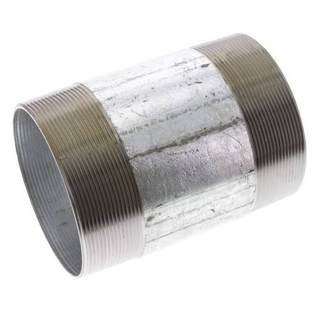 R 4'' Zinc plated Steel Double Pipe Nipple 50 Bar DIN 2982 - 150mm