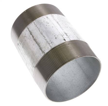 R 4'' Zinc plated Steel Double Pipe Nipple 50 Bar DIN 2982 - 150mm
