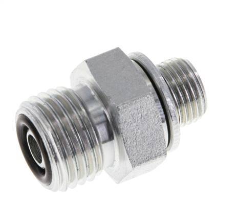 UNF 9/16''-18 x G 1/8'' Zinc plated Steel Double Nipple ORFS 630 Bar - Hydraulic