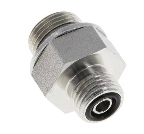 UNF 9/16''-18 x G 3/8'' Zinc plated Steel Double Nipple ORFS 630 Bar - Hydraulic