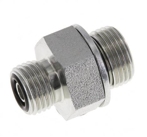 UNF 9/16''-18 x G 3/8'' Zinc plated Steel Double Nipple ORFS 630 Bar - Hydraulic