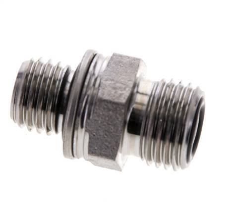 UNF 9/16''-18 x M12x1.5 Zinc plated Steel Double Nipple ORFS 630 Bar - Hydraulic