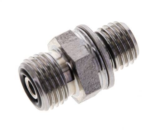 UNF 9/16''-18 x M12x1.5 Zinc plated Steel Double Nipple ORFS 630 Bar - Hydraulic