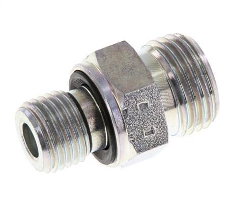 UN 11/16''-16 x G 1/4'' Zinc plated Steel Double Nipple ORFS 630 Bar - Hydraulic