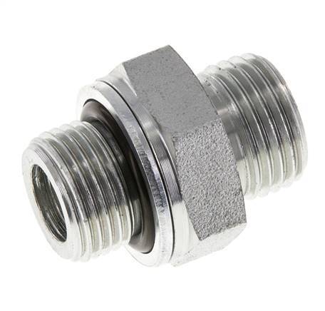 UN 11/16''-16 x G 3/8'' Zinc plated Steel Double Nipple ORFS 630 Bar - Hydraulic