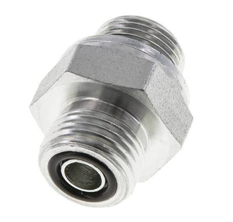 UN 11/16''-16 x G 3/8'' Zinc plated Steel Double Nipple ORFS 630 Bar - Hydraulic