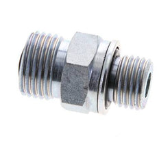 UN 11/16''-16 x M14x1.5 Zinc plated Steel Double Nipple ORFS 630 Bar - Hydraulic