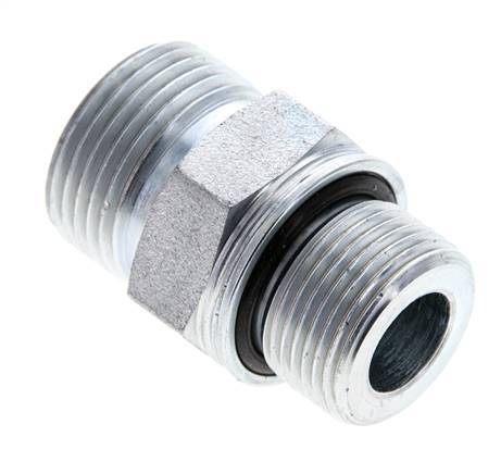 UNS 1''-14 x M22x1.5 Zinc plated Steel Double Nipple ORFS 400 Bar - Hydraulic