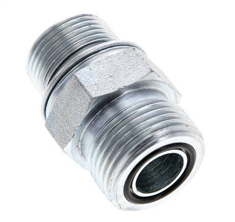 UNS 1''-14 x M22x1.5 Zinc plated Steel Double Nipple ORFS 400 Bar - Hydraulic