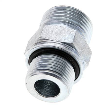 UNS 1''-14 x M22x1.5 Zinc plated Steel Double Nipple ORFS 400 Bar - Hydraulic