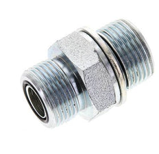 UNS 1''-14 x M27x2 Zinc plated Steel Double Nipple ORFS 400 Bar - Hydraulic