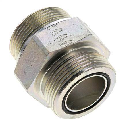 UN 1-11/16''-12 x M42x2 Zinc plated Steel Double Nipple ORFS 250 Bar - Hydraulic