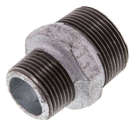 R 1 1/4'' x R 1'' Zinc plated Cast iron Double Nipple 25 Bar