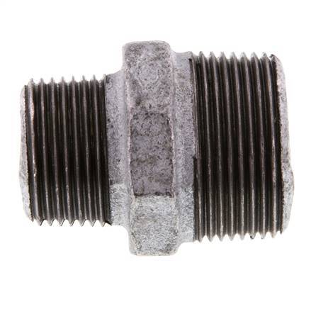 R 1 1/4'' x R 1'' Zinc plated Cast iron Double Nipple 25 Bar