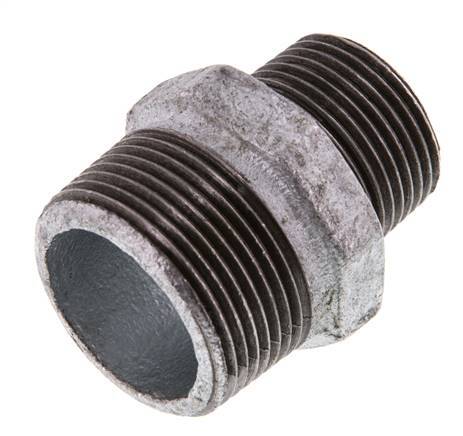 R 1 1/4'' x R 1'' Zinc plated Cast iron Double Nipple 25 Bar