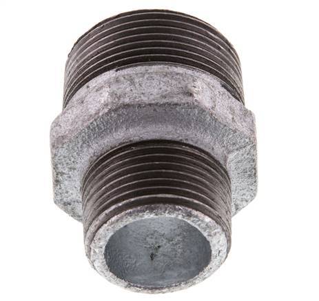 R 1 1/4'' x R 1'' Zinc plated Cast iron Double Nipple 25 Bar