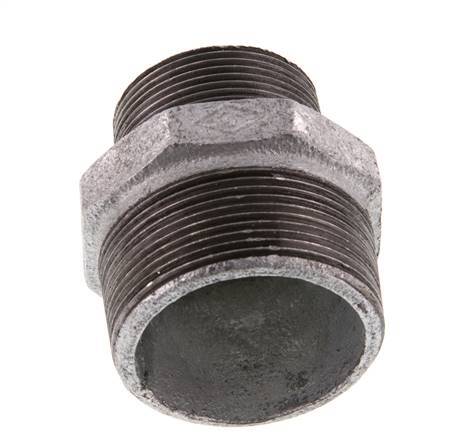 R 2'' x R 1 1/2'' Zinc plated Cast iron Double Nipple 25 Bar