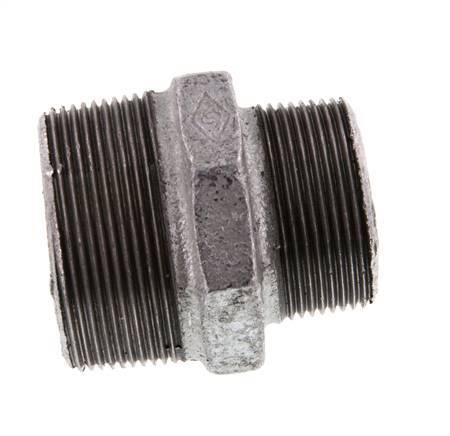 R 2'' x R 1 1/2'' Zinc plated Cast iron Double Nipple 25 Bar