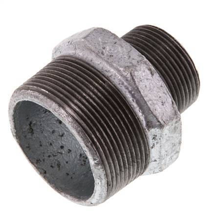 R 2'' x R 1 1/4'' Zinc plated Cast iron Double Nipple 25 Bar