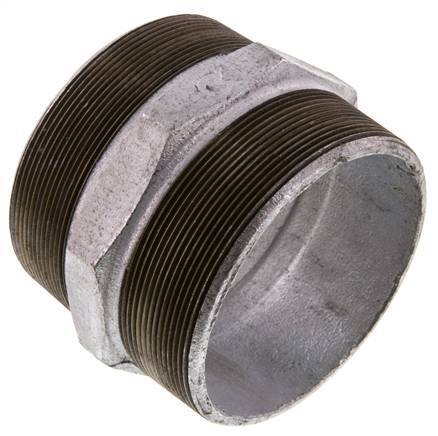 R 4'' Zinc plated Cast iron Double Nipple 25 Bar