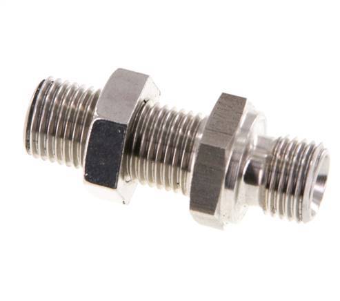 G 1/4'' Stainless steel Bulkhead Double nipple 350 Bar - Hydraulic