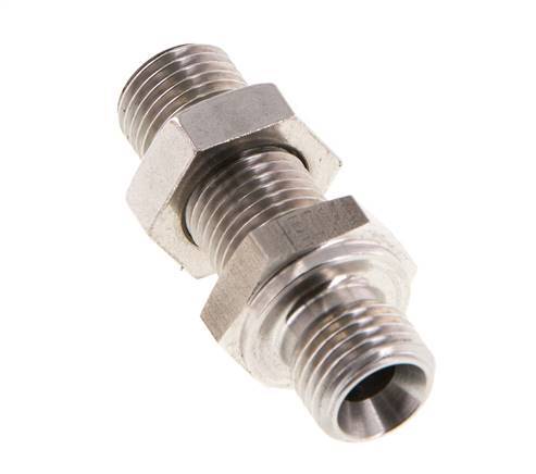 G 1/4'' Stainless steel Bulkhead Double nipple 350 Bar - Hydraulic