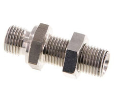 G 1/4'' Stainless steel Bulkhead Double nipple 350 Bar - Hydraulic