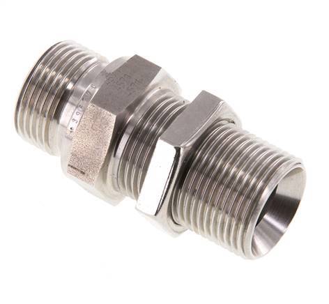 G 3/4'' Stainless steel Bulkhead Double nipple 325 Bar - Hydraulic