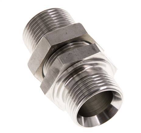 G 1'' Stainless steel Bulkhead Double nipple 225 Bar - Hydraulic