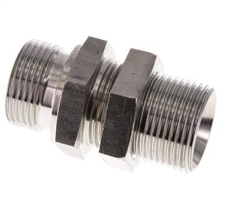 G 1'' Stainless steel Bulkhead Double nipple 225 Bar - Hydraulic